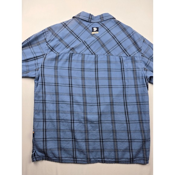 State Property Plaid Button Down Shirt Men's Large Blue Black Long Sleeve Casual - Picture 2 of 5